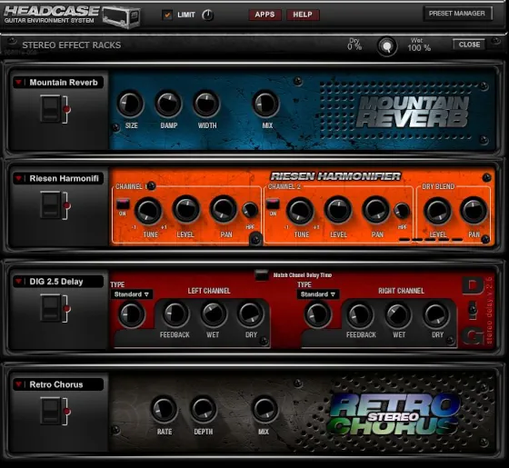 Headcase FX rack screenshot