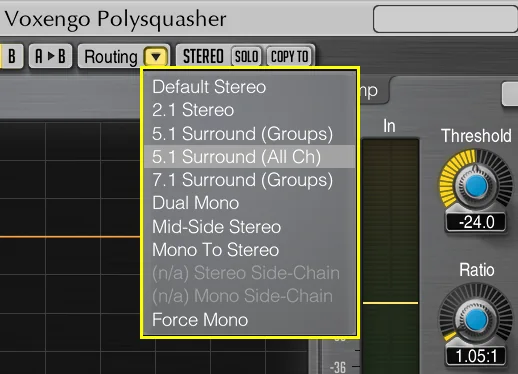 Voxengo Polysquasher 2 Audio Modes Menu