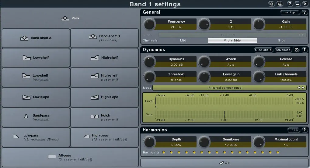 Picture: MeldaProduction mDynamicEQ Band Settings