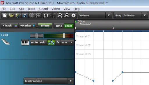 Image: Mixcraft Pro Studio 6 Automation Lanes