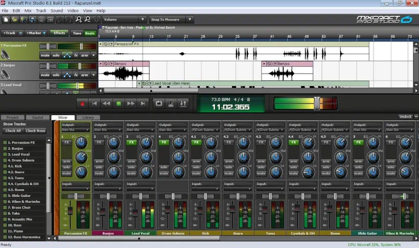 Image: Mixcraft Pro Studio 6 Mixer panel