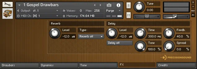 Gospel Drawbars FX Panel