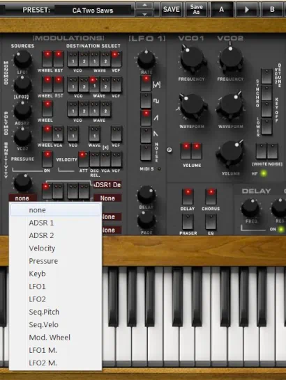 PolyKB II Modulation Sources list
