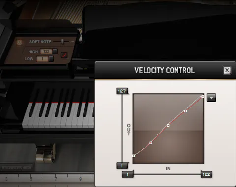 Toontrack EZkeys review - Grand piano - velocity panel