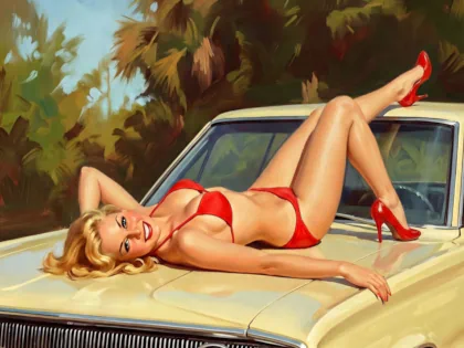 Mae West on a car hood (SonicCouture EP73 Deconstructed review on Review-Revival.com)