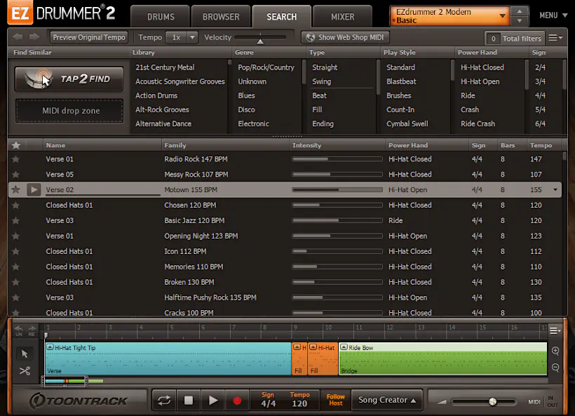 Toontrack EZdrummer 2 review - Search tab
