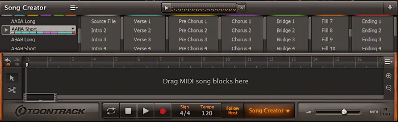 Toontrack EZdrummer 2 review - Song Builder Structure templates panel
