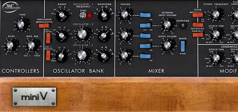 Arturia Mini V Main Controls