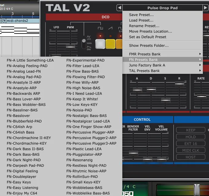 U-NO-LX v2 Presets Menu