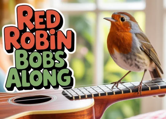 Red Robin boppin on a guitar Pic