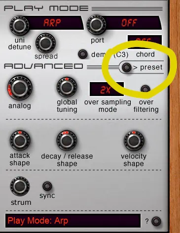 Image: Rob Papen Predator Advanced Preset Button