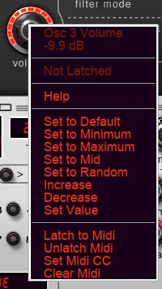 Image: Rob Papen Predator right click MIDI assign menu