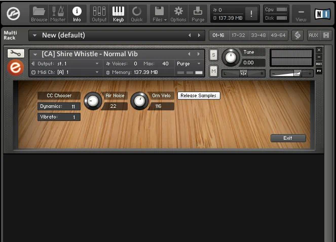 Embertone Shire Whistle Options panel